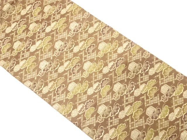 JAPANESE KIMONO / ANTIQUE MARU OBI / SILK / WOVEN PINE